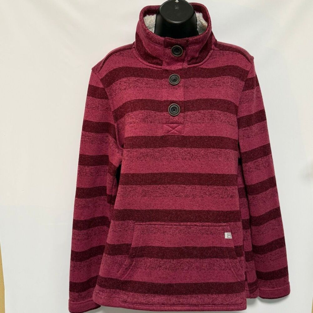 Avalanche Women red striped kangaroo pocket top size extra large